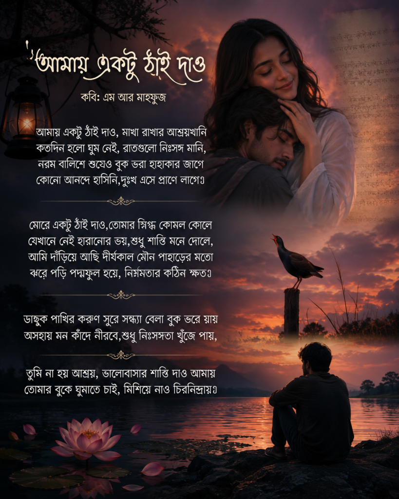 আমায় একটু ঠাঁই দাও ✨আমায় একটু ঠাঁই দাও ✨✍️ কবি: এম আর মাহ্ফুজ