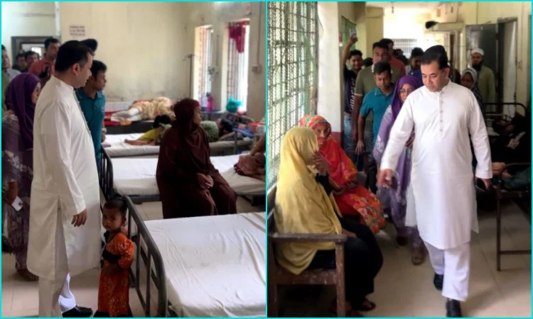 নান্দাইল উপজেলা স্বাস্থ্য কমপ্লেক্স পরিদর্শনে তথ্য প্রতিমন্ত্রী শনিবার আকস্মিক ময়মনসিংহের নান্দাইল উপজেলা স্বাস্থ্য কমপ্লেক্স পরিদর্শন করেন তথ্য প্রতিমন্ত্রী ইয়াসের খান চৌধুরী। ছবি : বাসস