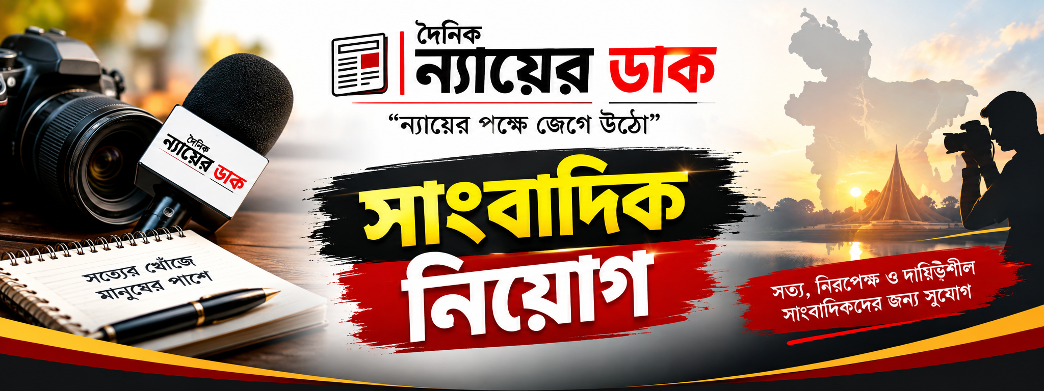 দৈনিক ন্যায়ের ডাক — সাংবাদিক নিয়োগ